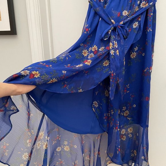 Midi Vince Camuto blue flowery dress Size 2 - Picture 7 of 7